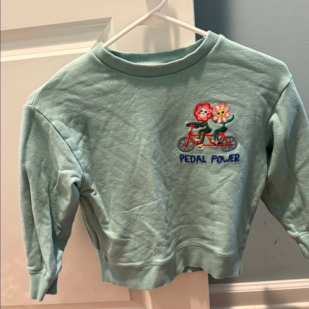 Mini Boden Teal Sweatshirt with Fun Embroidery